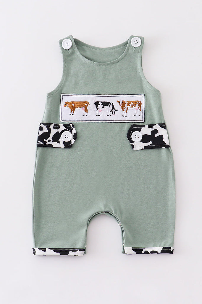Green cow embroidery baby boy jonjon