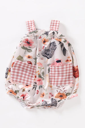 Chicken floral print girl bubble