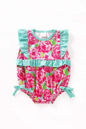 Pink floral print ruffle girl bubble
