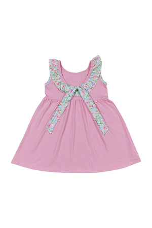 Pink floral ruffle pocket dress