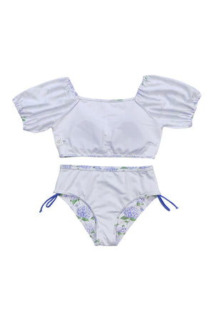 Lavender floral print 2pc girl swimsuit