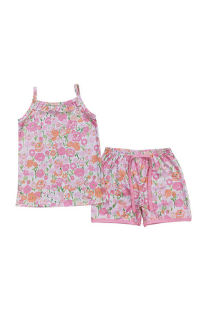 Pink floral print strap girl set