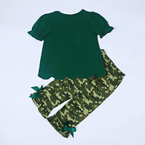 Camouflage print hunting applique girl set