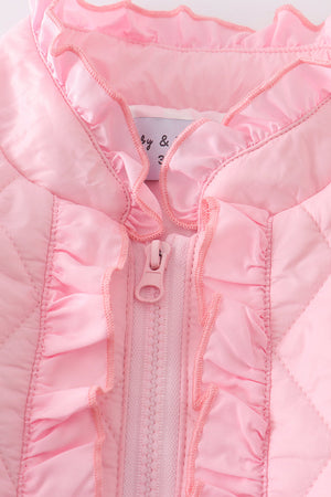 Pink ruffle quilted coat