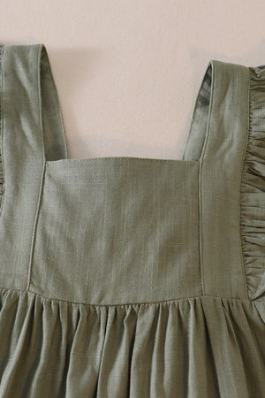 Sage ruffle linen dress