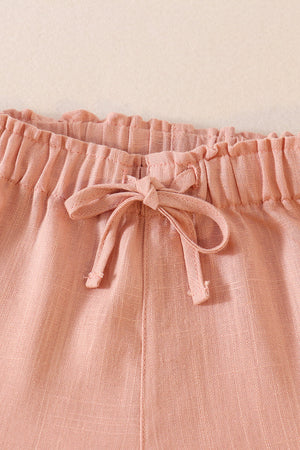 Peach linen girl shorts
