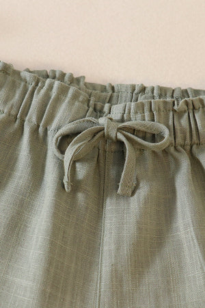 Sage linen girl shorts