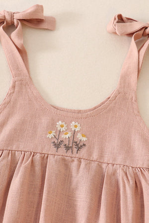 Blush linen plaid button dress