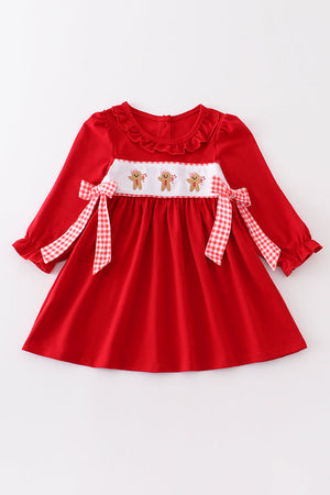 Red gingerbread embroidered girl dress