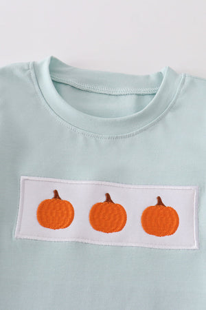 Green pumpkins embroidered boy top