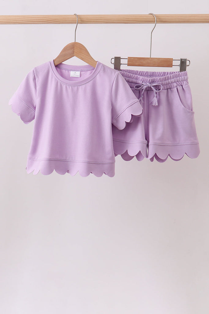 Lavender scalloped mom&me shorts set – HoneyBean