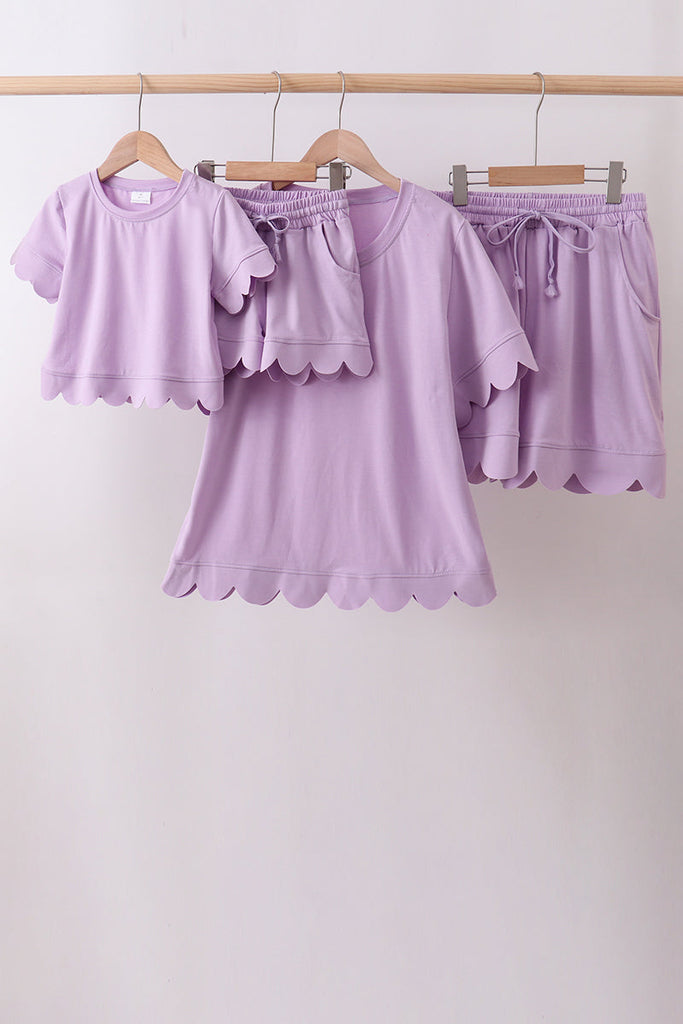 Lavender scalloped mom&me shorts set – HoneyBean