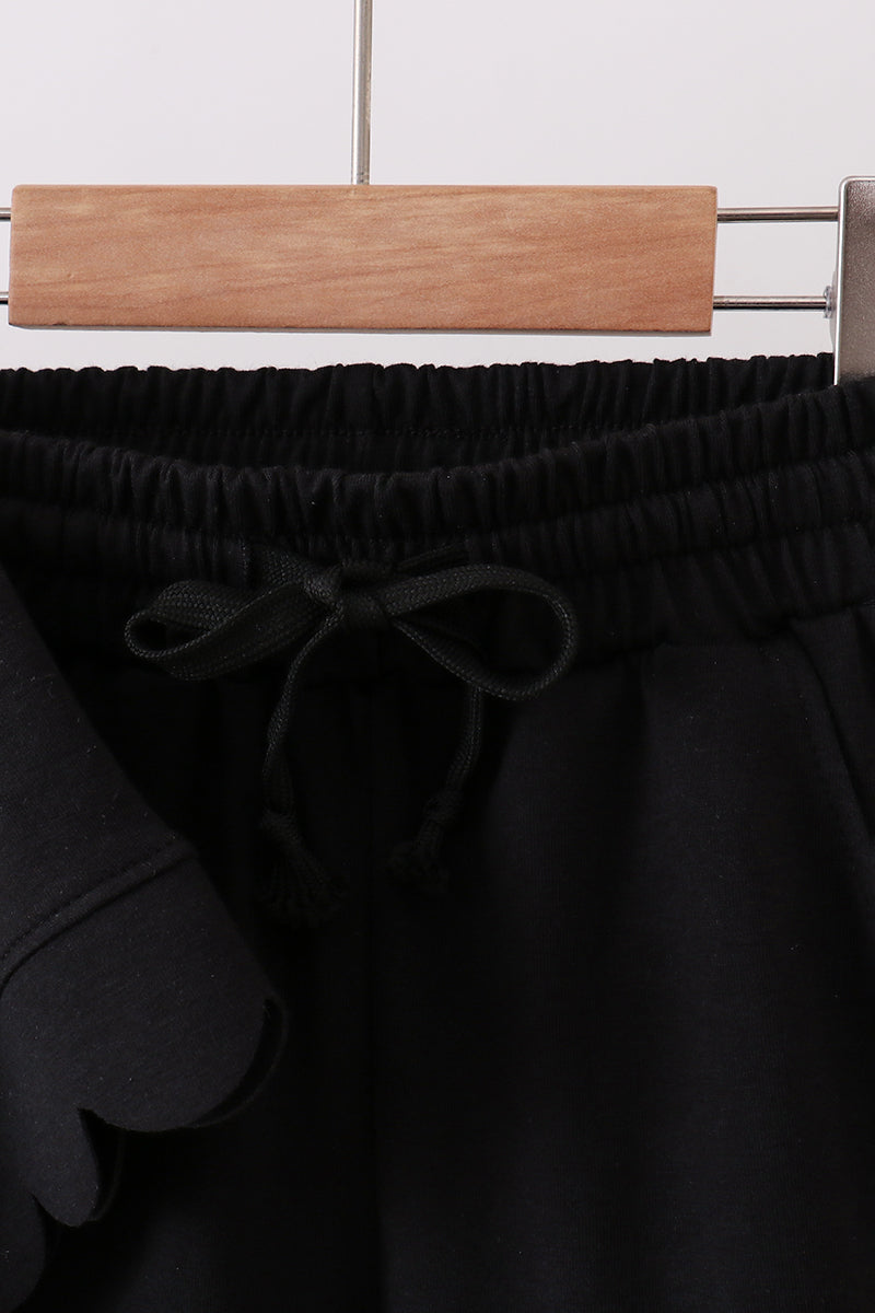 Black scalloped shorts set