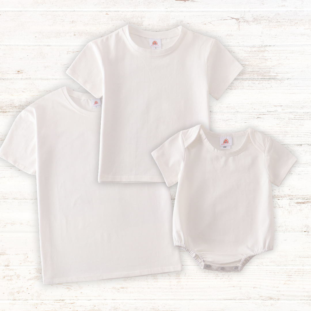 Cream blank basic t-shirt Adult Kids and baby bubble – HoneyBean