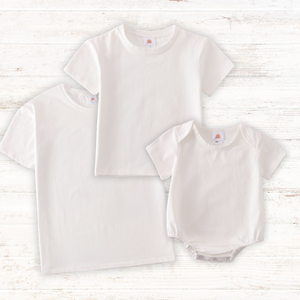 Cream blank basic Adult Kids t-shirt and baby bubble