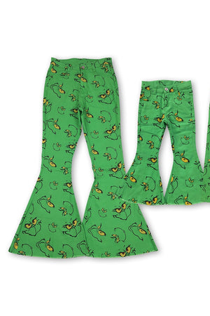 Green grinch print bell jeans mom & me