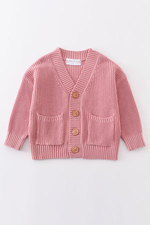 Pink pocket cardigan sweater