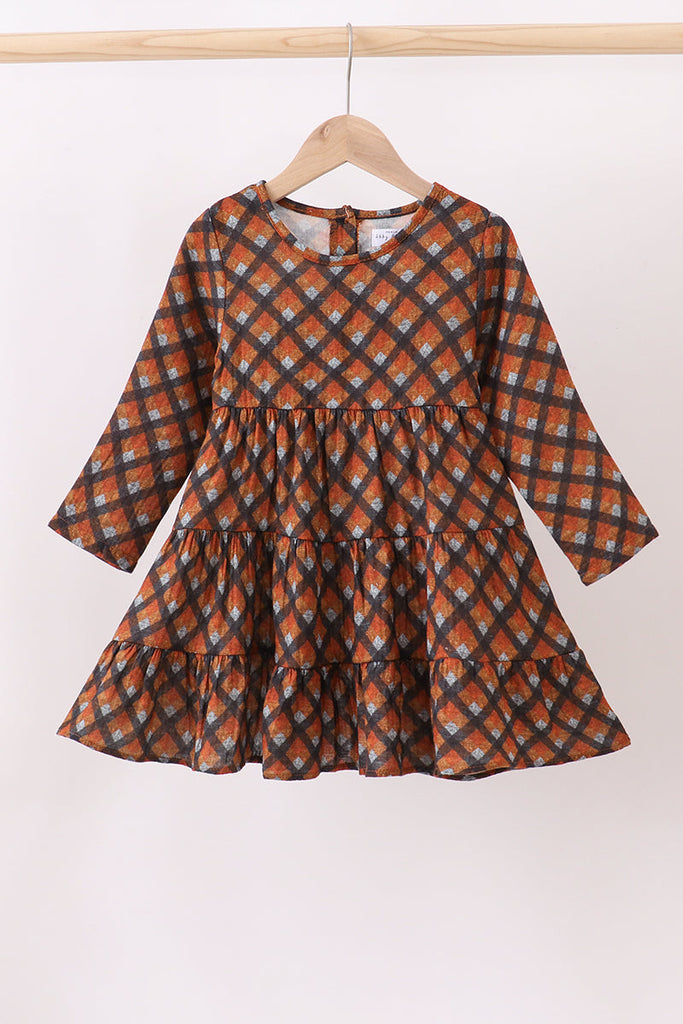 Premium brown plaid muslin dress 4 Years Premium brown plaid muslin dress 4 Years