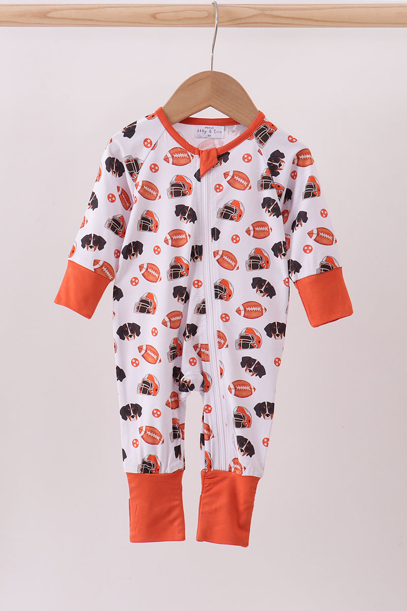 Premium orange Tennessee print bamboo romper