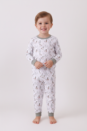 Premium green mallard print bamboo pants set