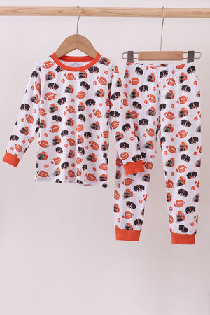 Premium orange Tennessee print bamboo pants set