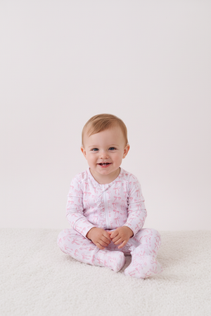 Premium tiny bow delight ruffle bamboo romper