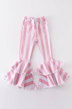 Pink stripe double layered denim jeans
