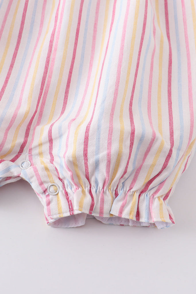 Pink rainbow embroidery stripe girl bubble