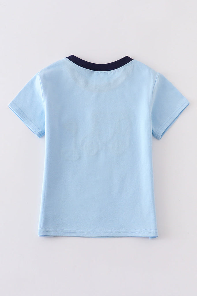 Blue golf embroidery boy top