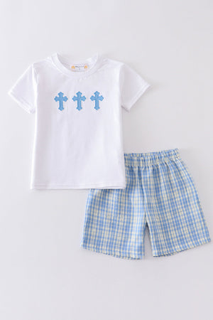 Premium Easter cross embroidery boy set
