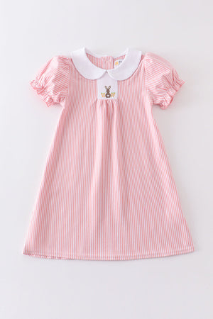 Premium Pink easter bunny embroidery girl dress