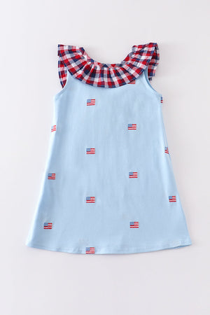 Premium Blue patriotic flag print dress