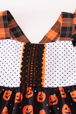 Orange halloween pumpkin ruffle dress