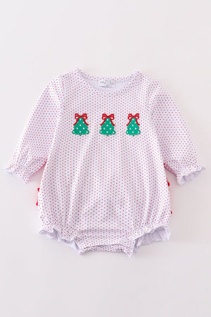 Premium red dot christmas tree embroidery girl bubble