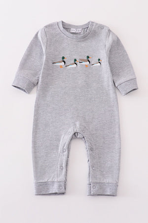 Premium Grey duck embroidery boy romper