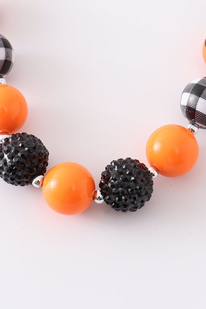 Orange halloween spider bubble chunky necklace