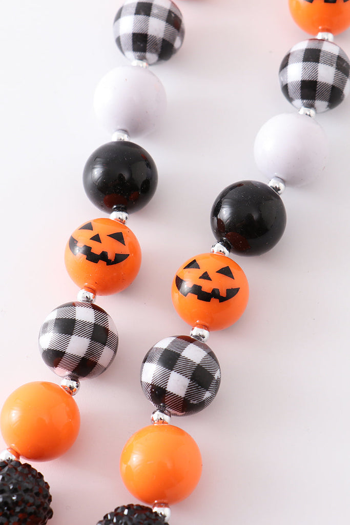 Orange halloween spider bubble chunky necklace