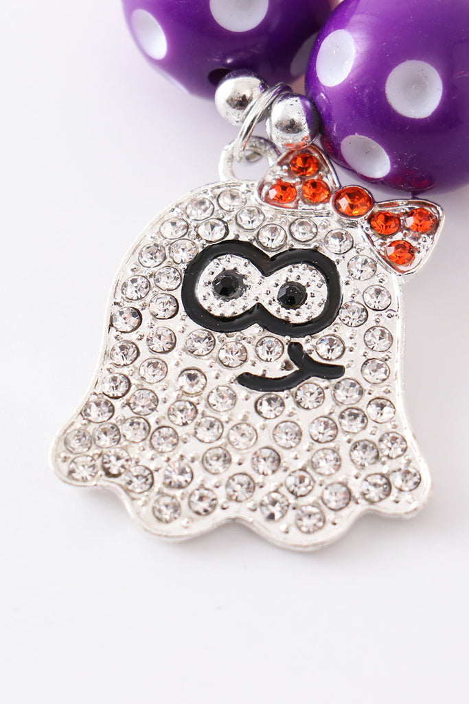 Purple halloween ghost bubble chunky necklace