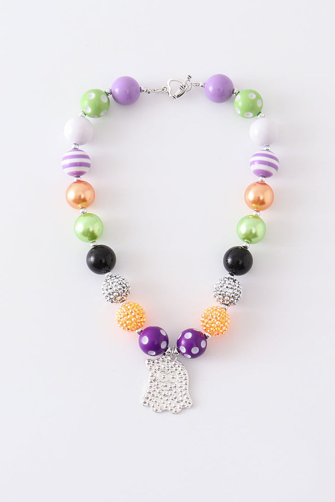Purple halloween ghost bubble chunky necklace