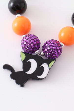 Black halloween cat bubble chunky necklace