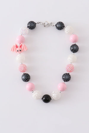 Pink halloween bat bubble chunky necklace