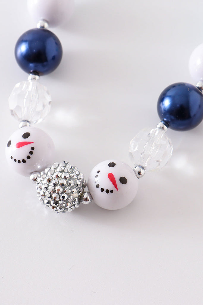 Christmas snowman bubble chunky necklace