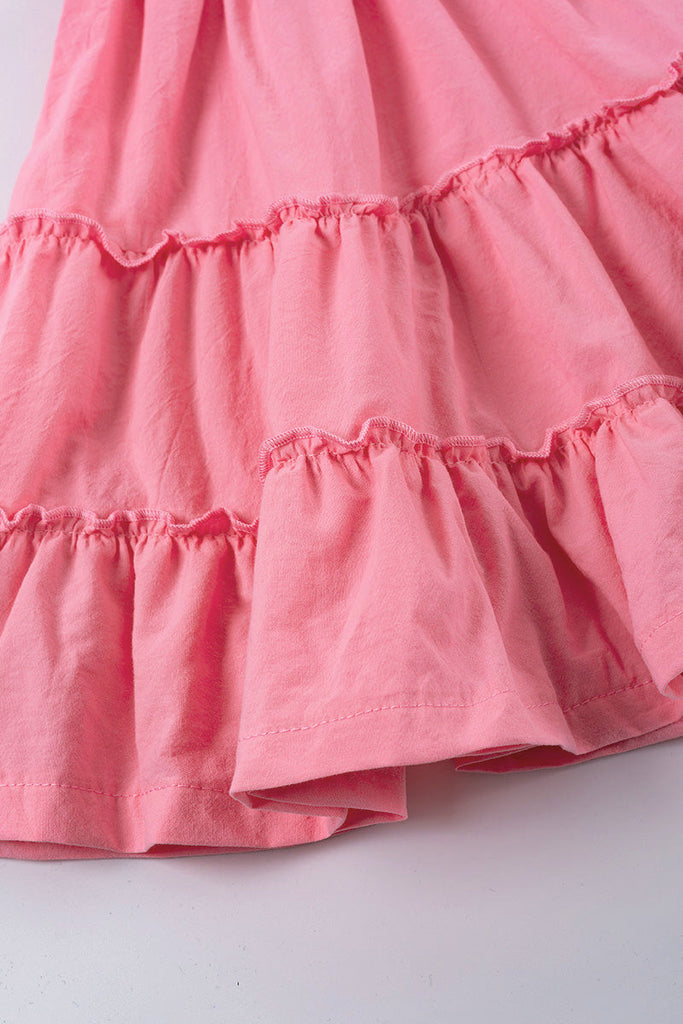 Pink smocked ruffle tiered dress