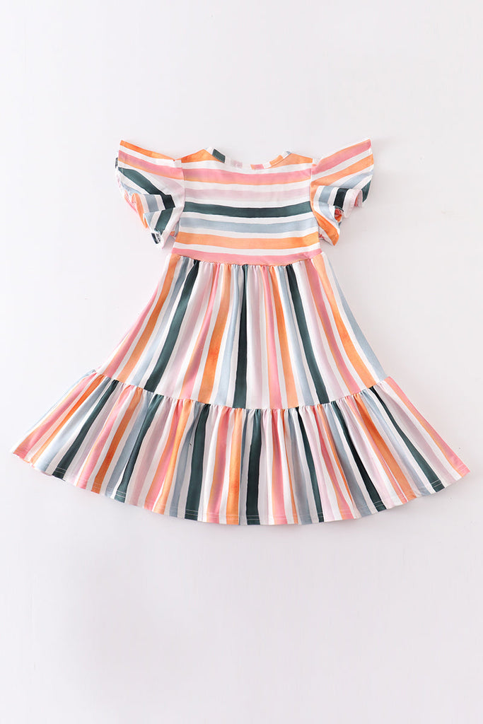 Multicolored stripe print girl dress mommy&me