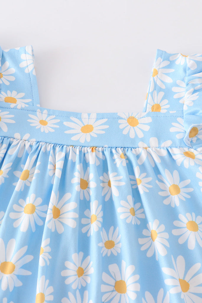 Blue floral print tassel dress