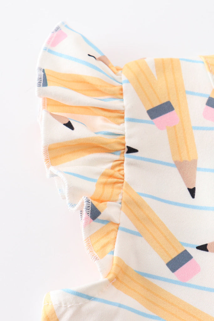 Stripe pencil print ruffle girl dress