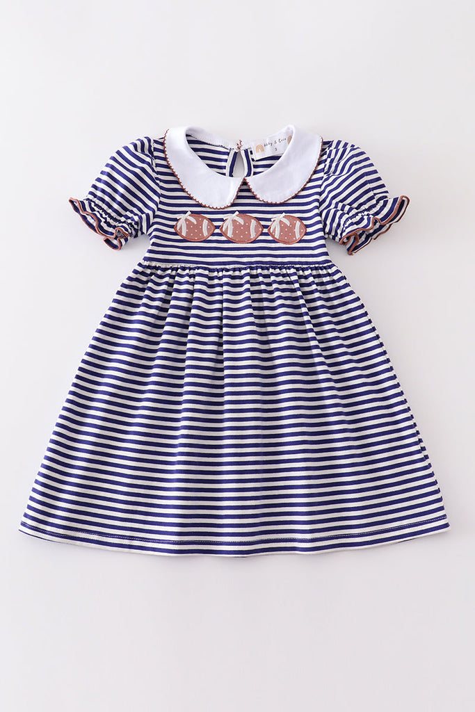 Blue stripe football applique dress
