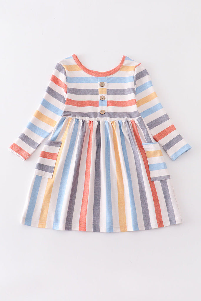 Multicolored stripe pocket dress