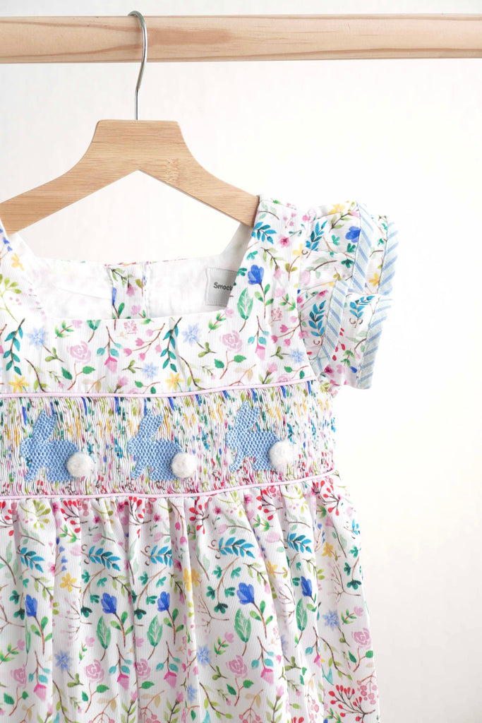 Floral easter bunny hand-smocked dress 4 Floral easter bunny hand-smocked dress 4