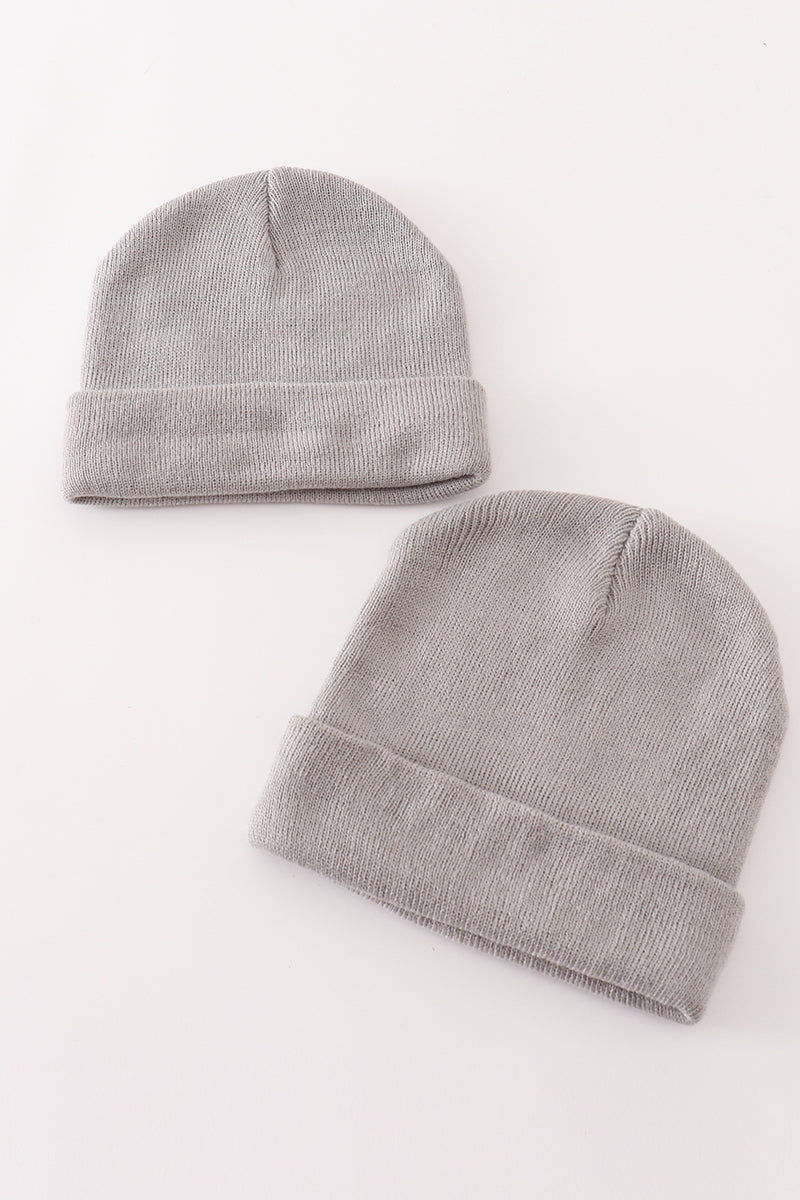 帽子 everyone Basic Beanie GRAY Grey ribbed basic knit beanie hat – HoneyBean